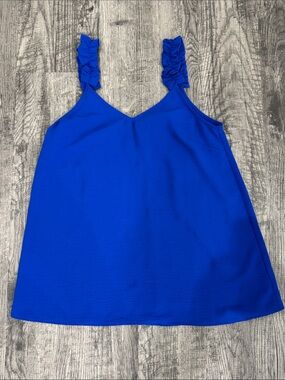 Ruffle Strap V-Neck Camisole - Bright Blue